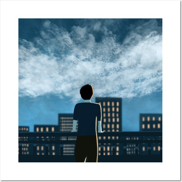 Man watch sky Wall Art by Toonist